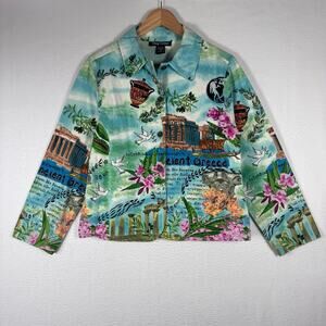 Gaudy Couture Ancient Greece Women's Cotton Jacket Artsy Colorful Dopamine sz M